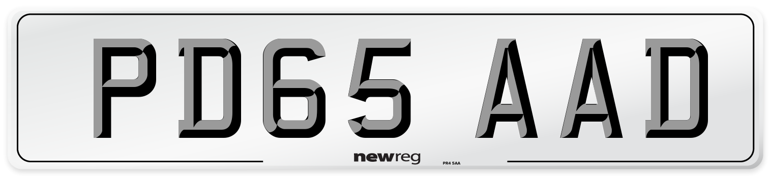 PD65 AAD Number Plate from New Reg